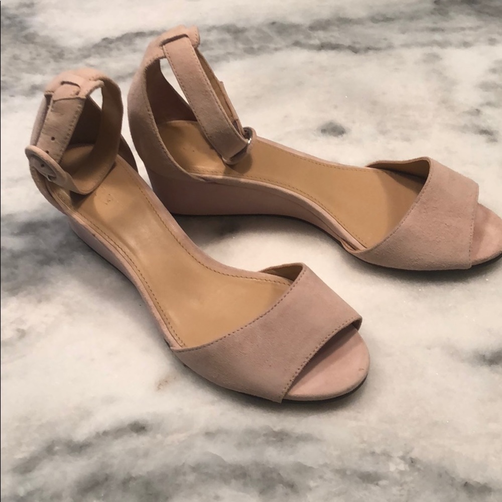 Jcrew blush pink genuine suede wedges